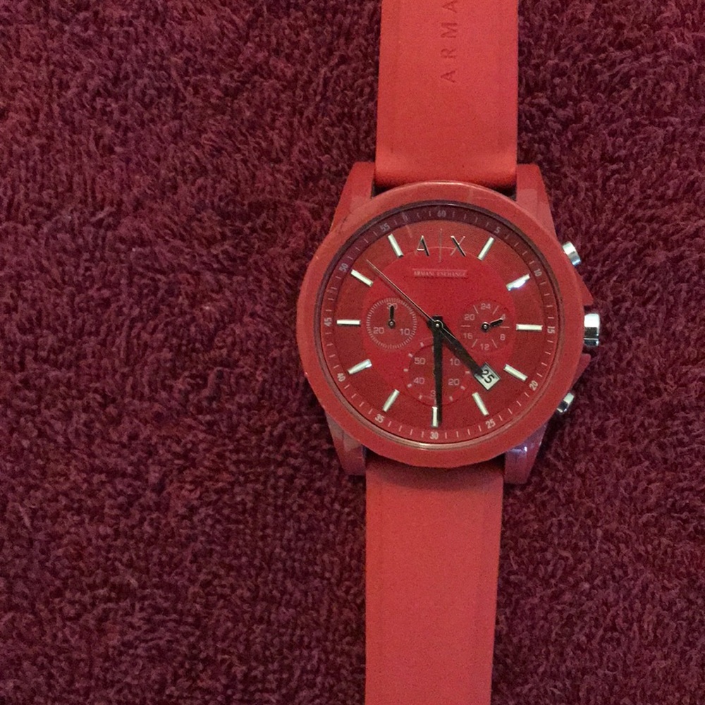 Red Armani exchange watch